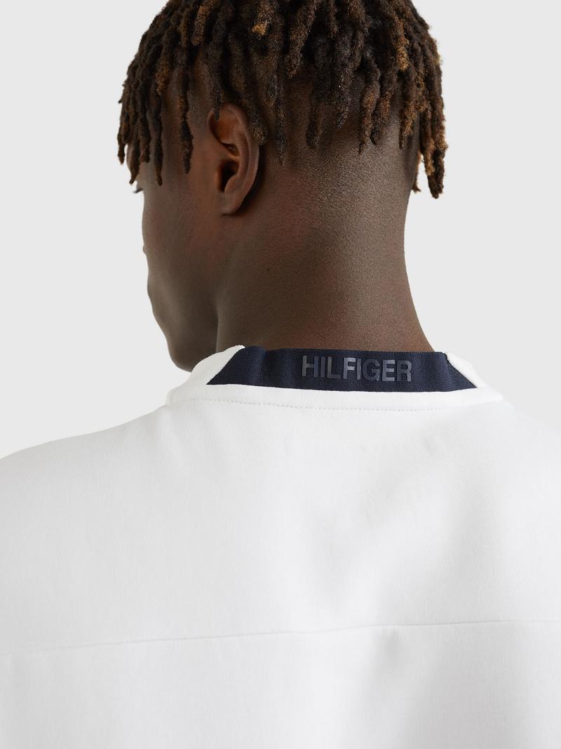 Férfi Tommy Hilfiger Solid tech crewneck Pulóverek Fehér | HU 920EBC